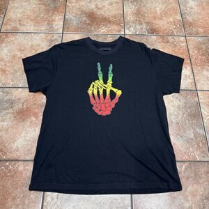 AMIRI Black Cotton-Jersey T-Shirt Tee Bones Peace SZ Large